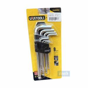 YA902U Uyustools 9pcs Flate Head Hex Wrench Set Medium- សោរតាន់ជ្រុង