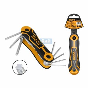 HHK14083 8pcs Ingco Foldable Torx Allen Key Wrench Set- សោរតាន់ផ្កាយ (កាន់ដៃ) មាន 8pcs