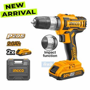 ម៉ូទ័រស្វាន 10លីប្រើថ្មសាក - Ingco CIDLI200215 20V Cordless Li-Ion Impact Drill 20V SS
