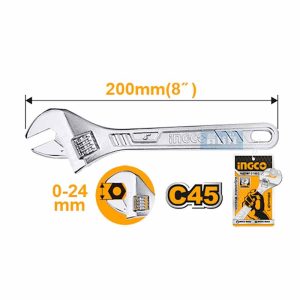 Adjustable Wrench Hand Tool Ingco 8"(200mm) HADW131082 - ម៉ាឡេតដៃ ingco 8"