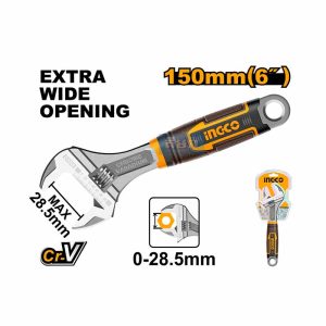 Industrial 6 Inch Adjustable Wrench HADW131068 - ម៉ាឡេតដៃស្រោបជ័រ ingco 6" 150mm