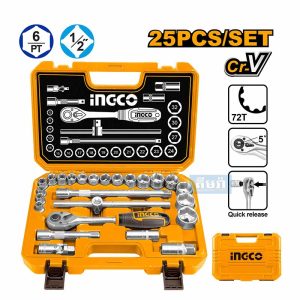 HKTS12251 25 Pcs 1/2" socket set- សោរគ្រាប់ឈុតមាន 25គ្រាប់