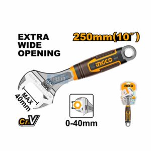 Industrial 10 Inch Adjustable Wrench HADW131108 – ម៉ាឡេតដៃស្រោបជ័រ ingco 10″ 250mm