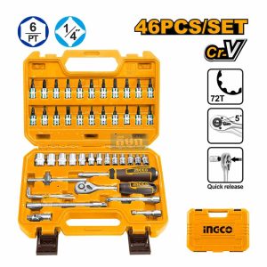 46 Pcs 1/4-Inches Socket Set HKTS14462 - ឈុតគ្រឿងជាងមាន 46មុខ