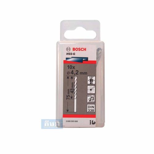 4.2mm HSS-G Metal Drill Bits, 10 Piece Pack (2608595060) – ផ្លែស្វានដែក​ BOSCH 4.2mm (10pcs)