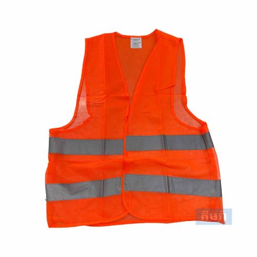 អាវចំណាំងផ្លាត បកបិត ពណ៏ទឹកក្រូច- Safety Vest Orange