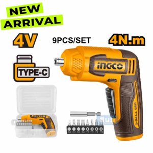 CSDLI0458 INGCO Cordless screwdriver 4V 4Nm 9pcs set - ទុលវីសប្រើថ្ម 4V