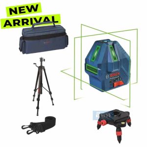 GLL 50-15 XG + BT 150-5/8 Bosch Green Line Laser Set -ឡាស៊ែបន្ទាត់ពន្លឺបៃតង 5Line​ Set (06010657K1)
