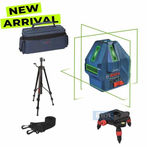 GLL 50-15 XG + BT 150-5/8 Bosch Green Line Laser Set -ឡាស៊ែបន្ទាត់ពន្លឺបៃតង 5Line​ Set (06010657K1)